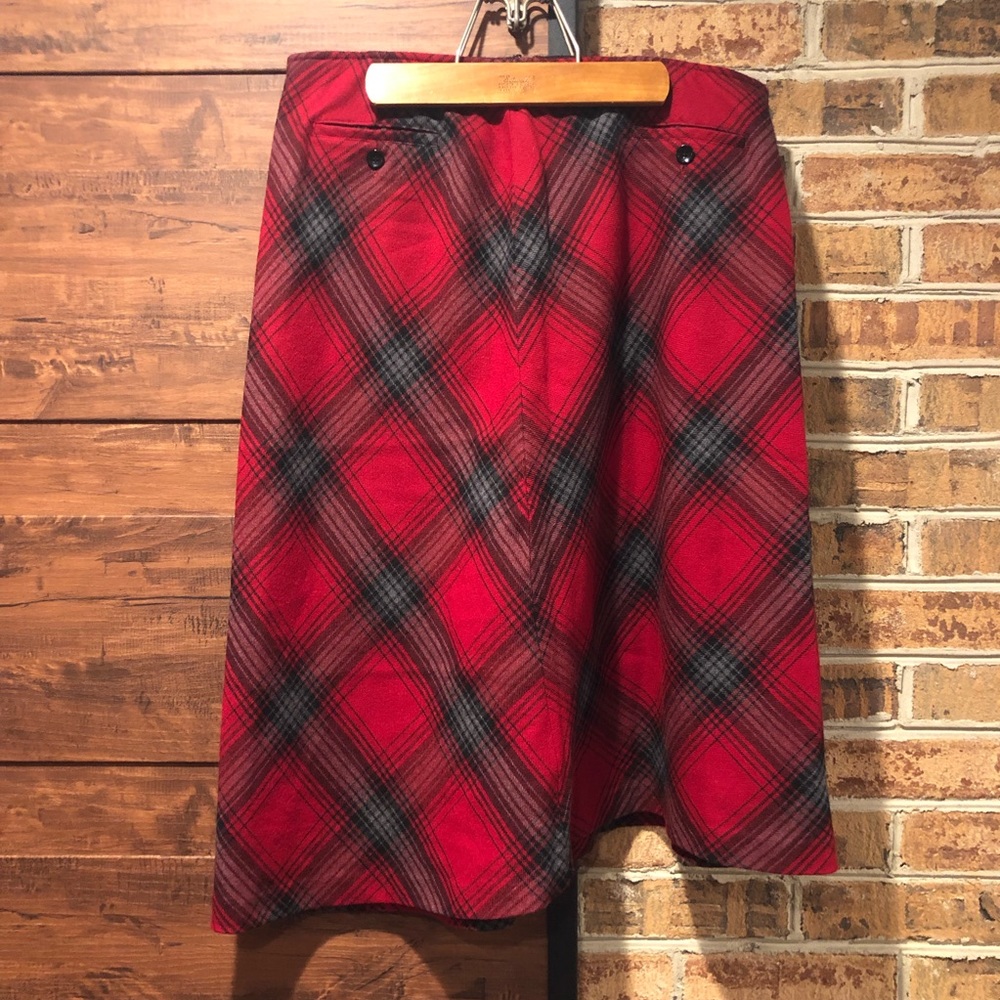 Talbots Petites Red Tartan Plaid Wool blend Skirt size 14 (7)